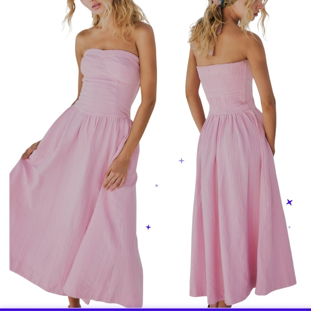 FREE PEOPLE MARBELLA SLEEVELESS MIDI DRESS ROMANCE PINK  LARGE